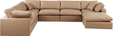 Comfy - 7 Piece Faux Leather Modular Sectional With Chaise - Tan Meridian Furniture