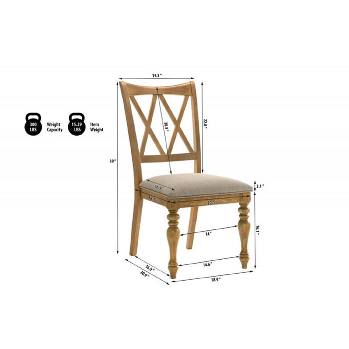Dining Chair, Double X Back Kitchen Chairs (Set of 2) - Brown Home Essentials