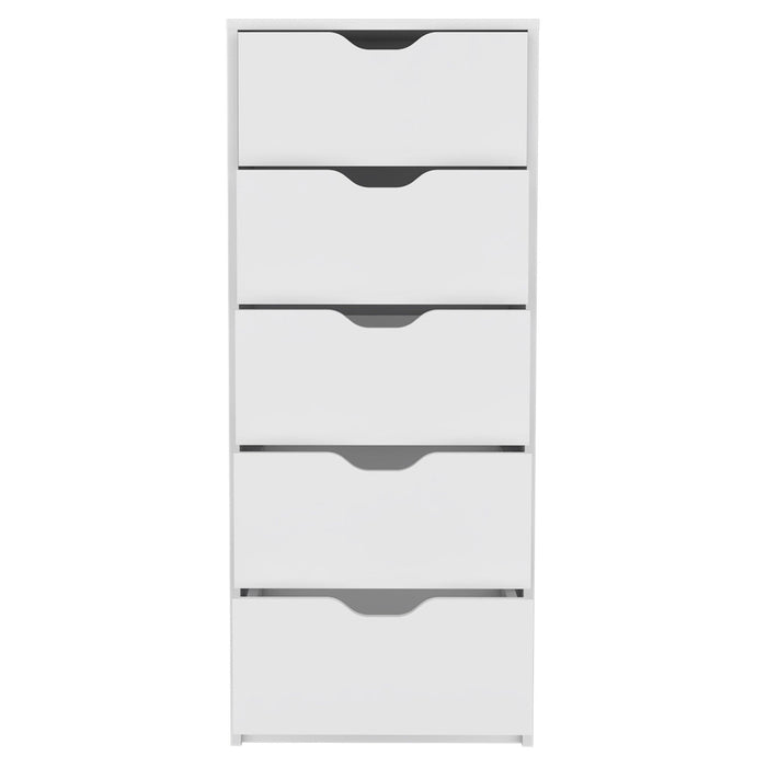18" Five Drawer Standard Chest - White