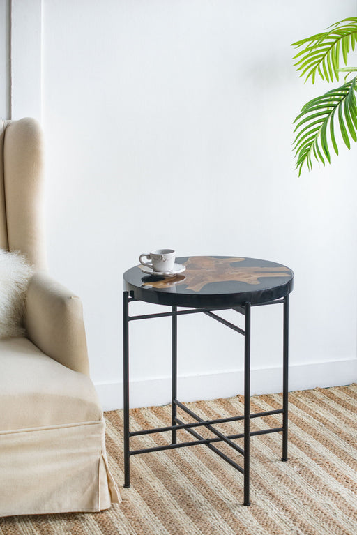 Side Table - Black / Brown Home Essentials
