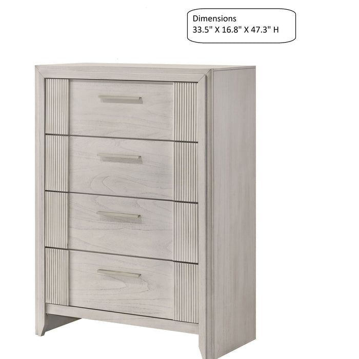 4 Drawer Tall Storage Chest Furniture - White