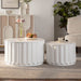 Round Storage Table Set With Lift Off Lid, Nesting Design, Elegant Curved Edge Shape For Living Room - Cream White Home Essentials