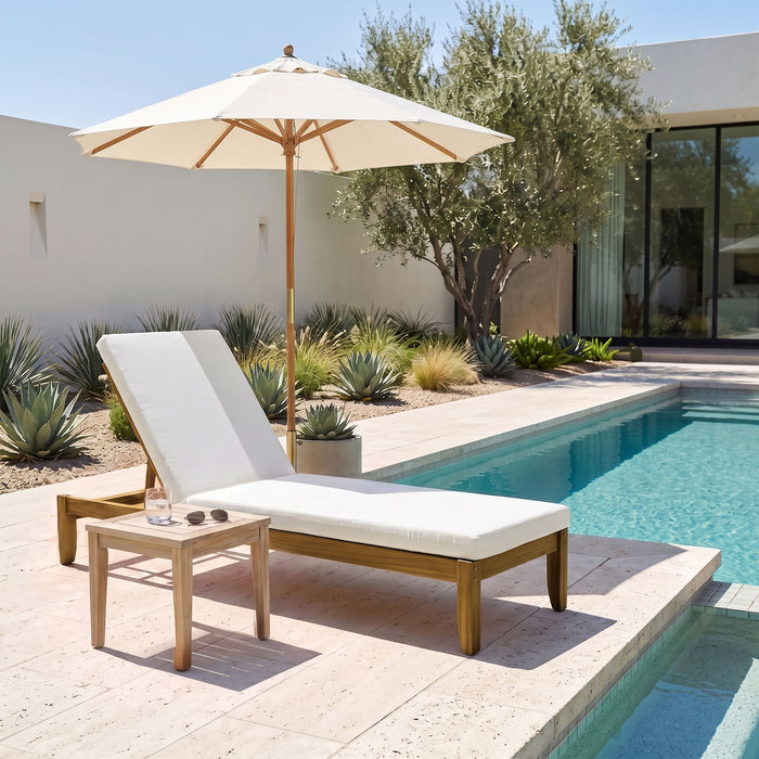 Adjustable Outdoor Patio Lounge Chair Chaise Lounge - Beige / Natural Hearth and Haven