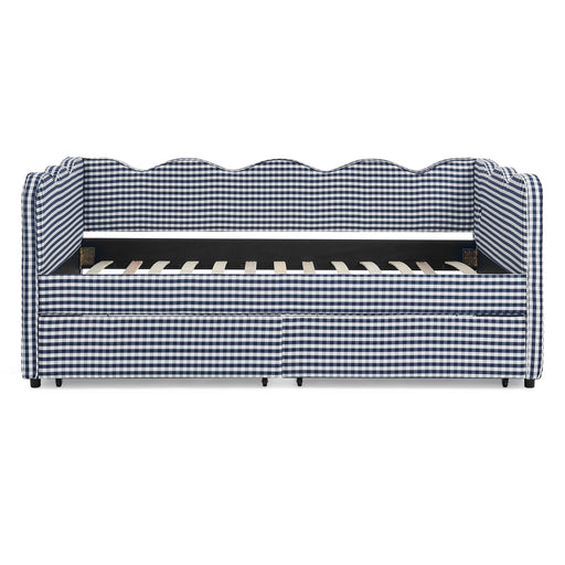 Gingham Daybed With USB Charging Port, Wave-Shaped Design Home Essentials