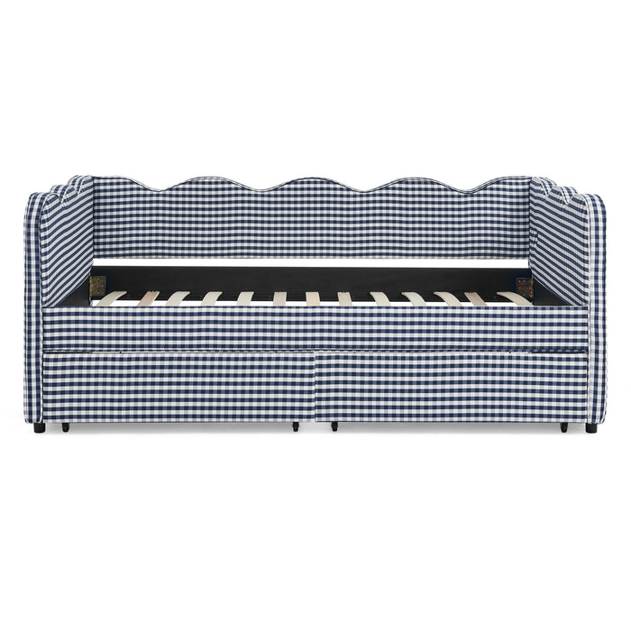 Gingham Daybed With USB Charging Port, Wave-Shaped Design Home Essentials