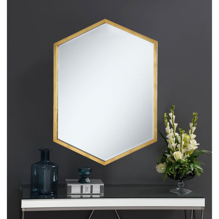 Cavendish - Hexagonal Wall Mirror - Gold Furniture Max