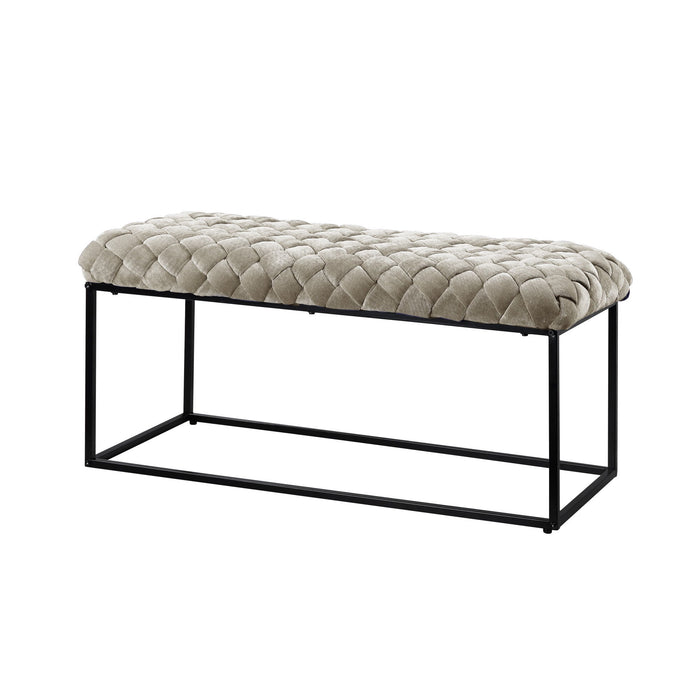 Upholstered Velvet Bench - Cream / Black