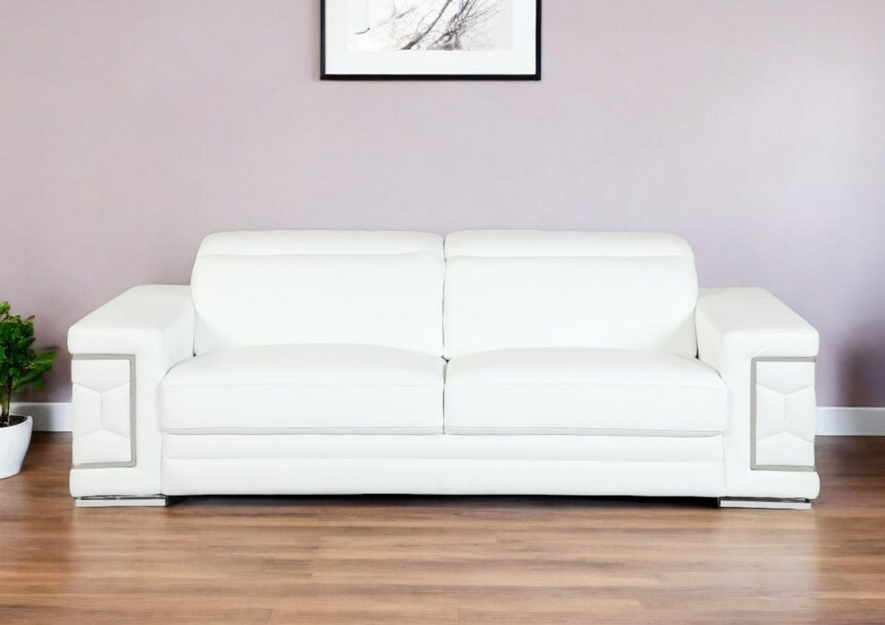 Silver Legs Sofa Italian Leather - White