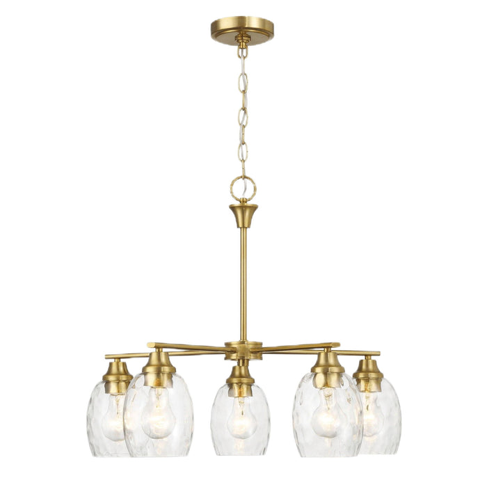 Elegance 5 Lights Linear Arms With Chain Chandelier - Clear / Gold