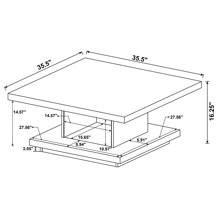 Square Coffee Table With Geometric Design And Storage Shelf - Cappuccino Furniture Max