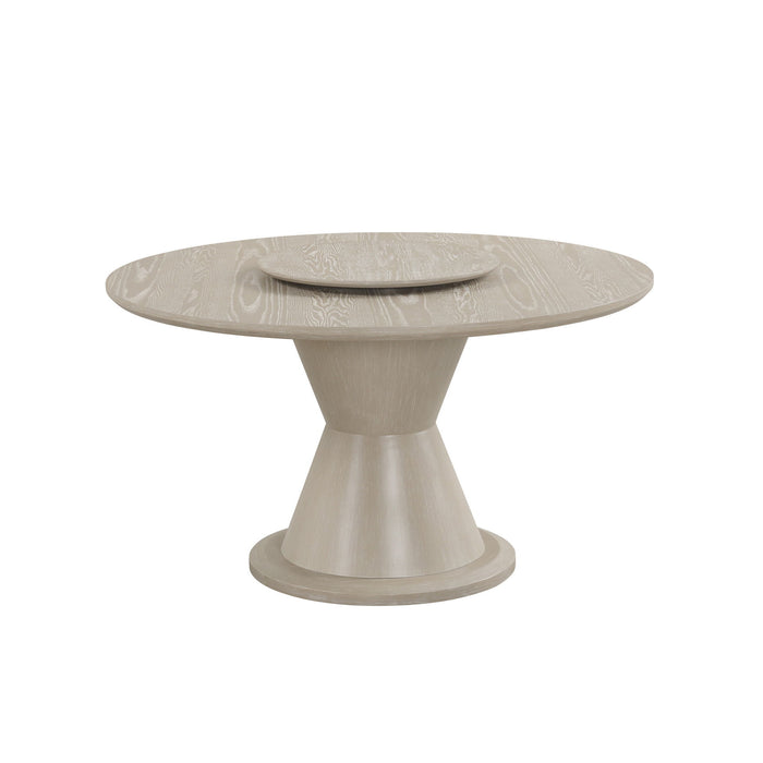 Gwendolyn - Round Dining Table Top & Lazy Susan - Cerused Taupe