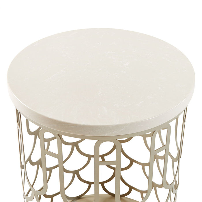 La Marisia - Marble Chairside Table - Creamy Pearl / Champagne