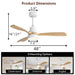 48" Ceiling Fan With Light And App Control, Quiet DC Motor, 6 Speed Fan, Dual Mounting - White Daily Nest