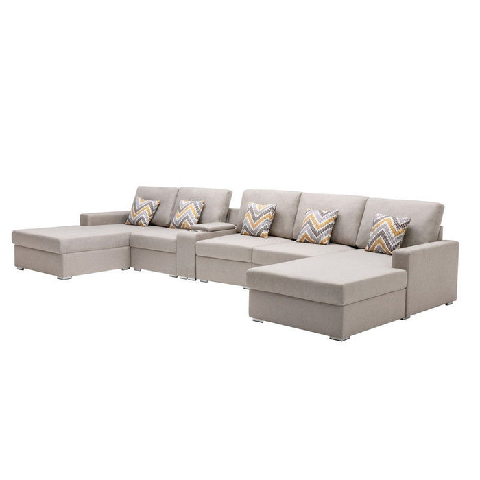 Nolan - Fabric 6 Piece Sectional Sofa With Pillows And Interchangeable Legs