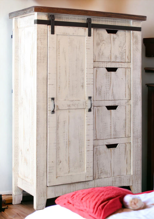 Solid Four Drawer Chest - Brown / White