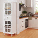 Storage Cabinet, Freestanding Curio Cabinet With Grid Doors & Drawer, Pantry Display Cabinet For Kitchen Home Essentials