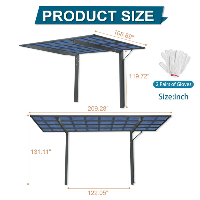 Outdoor Carport, Single Carport Aluminum Metal Frame And Polycarbonate Panels Car Port For Outdoor Driveway Car, Truck - Charcoal Home Essentials