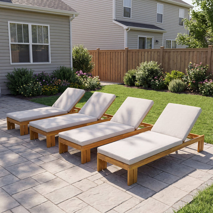 Outdoor Chaise Lounge With 5 Position Adjustable Backrest Noble House
