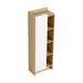 Tall Freestanding Bathroom Side Cabinet With Single Door & 4 Tier Open Shelves - Black / Light Oak / White Home Essentials