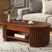 Fluted Oval Coffee Table With Drawers, 2 Tier Cocktail Table Hearth and Haven