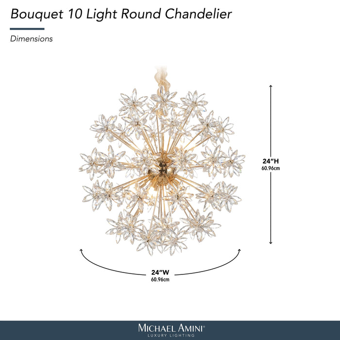 Michael Amini Lighting - Bouquet 10-Light Round Crystal Chandelier - Gold Michael Amini