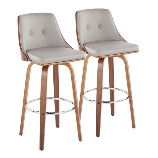 Gianna - Mid Century Modern Fixed Height Barstool With Swivel With Round Footrest (Set of 2) Lumi Source