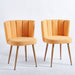 Modern Dining Chair (Set of 2) With Iron Tube Wood Color Legs, Shorthair Cushions And Comfortable Backrest, Suitable For Dining Room, Living Room, Cafe, Simple Structure Home Essentials