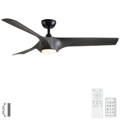 Reversible Quiet Motor Ceiling Fan Light With ABS Blades - Black / Gray Daily Nest