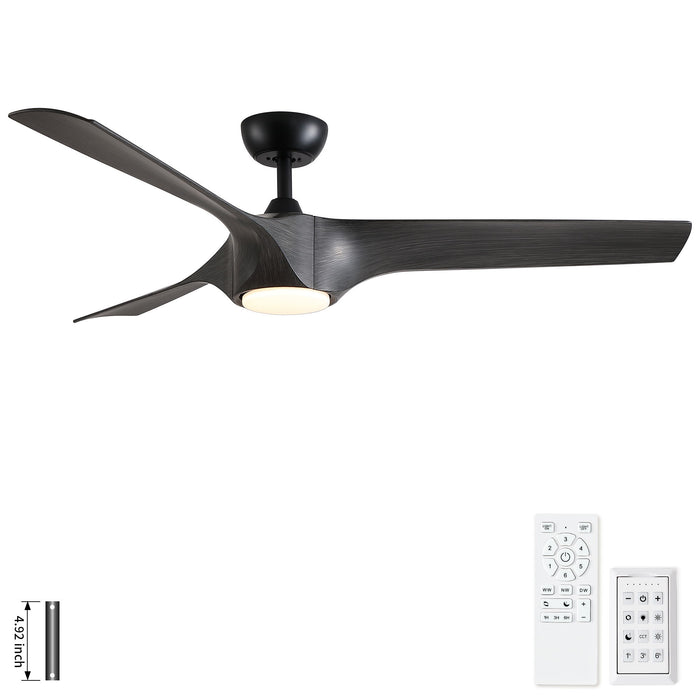 Reversible Quiet Motor Ceiling Fan Light With ABS Blades - Black / Gray Daily Nest