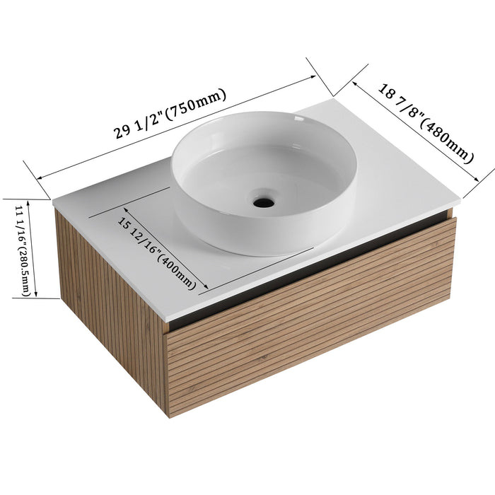 Wall Mounted Bathroom Vanity With Art Sink & 1 Soft Close Drawer Home Essentials