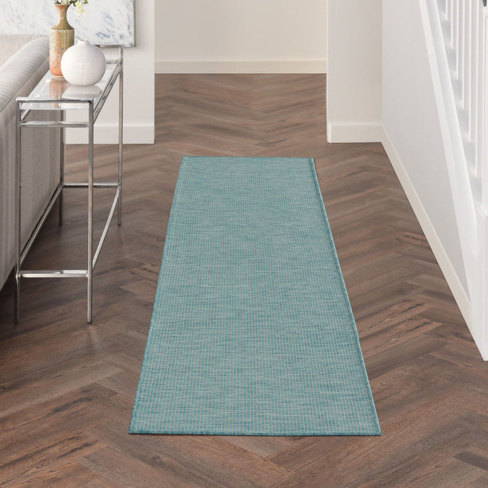 8' Power Loom Runner Rug - Aqua