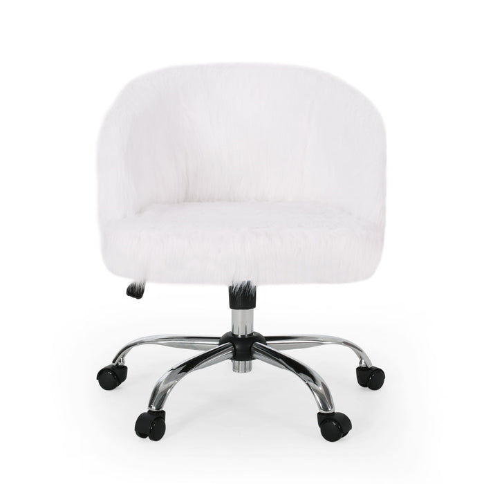 Fur Office Chair - White