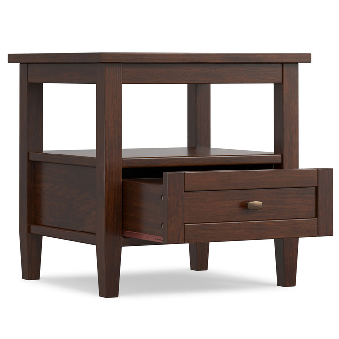 Warm Shaker - End Table With Smooth Drawer Storage - Brown Simpli-Home