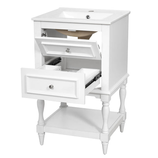Retro Design Bathroom Vanity With Sink, 2 Drawer Storage Cabinet Hearth and Haven