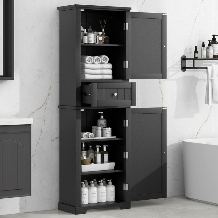 Tall Freestanding Bathroom Storage Cabinet With Drawer And Adjustable Shelf Hearth and Haven