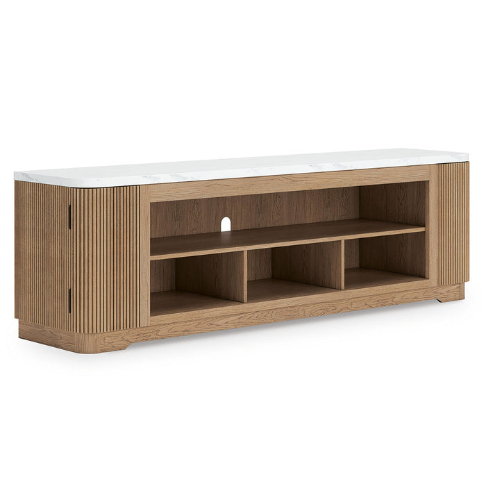 Camdill - XL TV Stand With Fireplace Option - Light Brown Signature Design by Ashley®