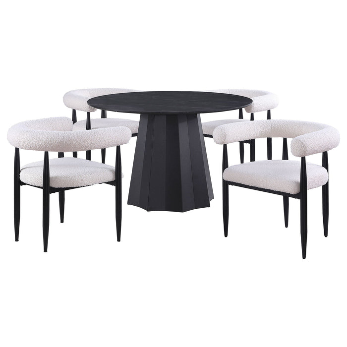 Dorgan - 5 Piece Round Dining Set - Black