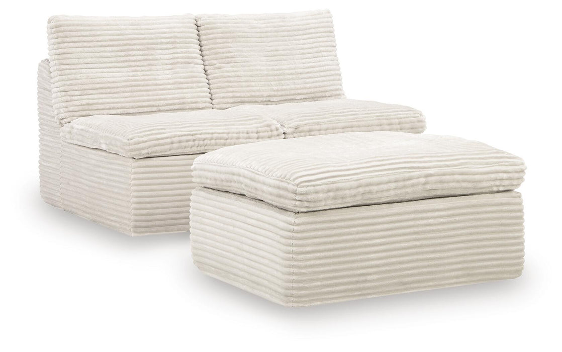 Fannin - 2 Armless Chairs With Ottoman (Set of 3) - Ivory Signature Design by Ashley®