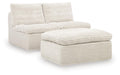 Fannin - 2 Armless Chairs With Ottoman (Set of 3) - Ivory Signature Design by Ashley®