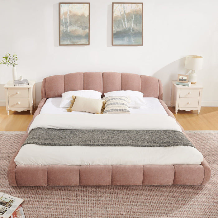 Upholstered Platform Bed Frame, Low Profile Floor Bed, No Box Spring Required Home Essentials