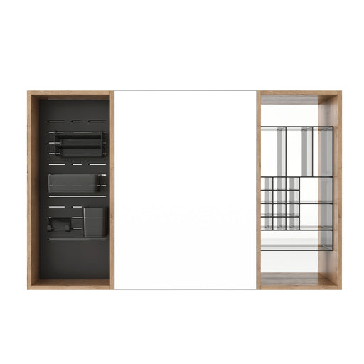 Wall Mounted Bathroom Mirror Cabinet With Storage - Imitative Oak Home Essentials