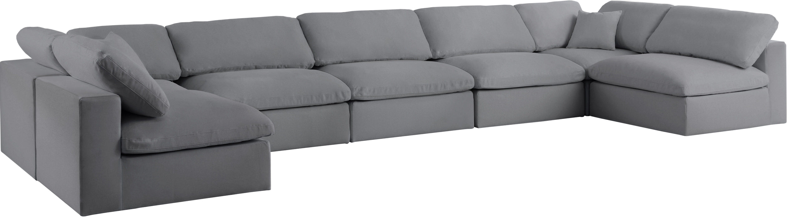 Serene - Linen Textured Fabric Deluxe Comfort Modular Sectional 7 Piece - Grey