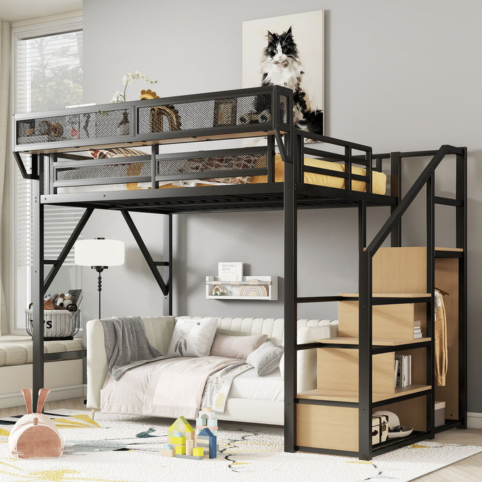 Loft Bed With Stairs, Storage Shelves, Wardrobe Home Essentials