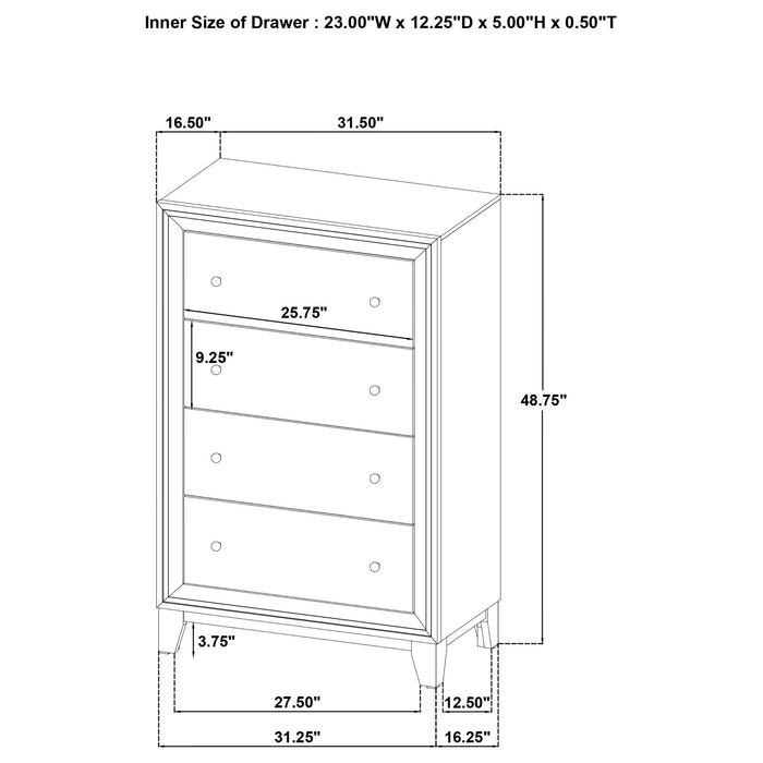 Anza - 4 Drawer Chest Storage Solution - Walnut Furniture Max