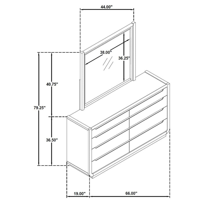 Bangor - 8 Drawer Dresser With Mirror Set - Black Furniture Max