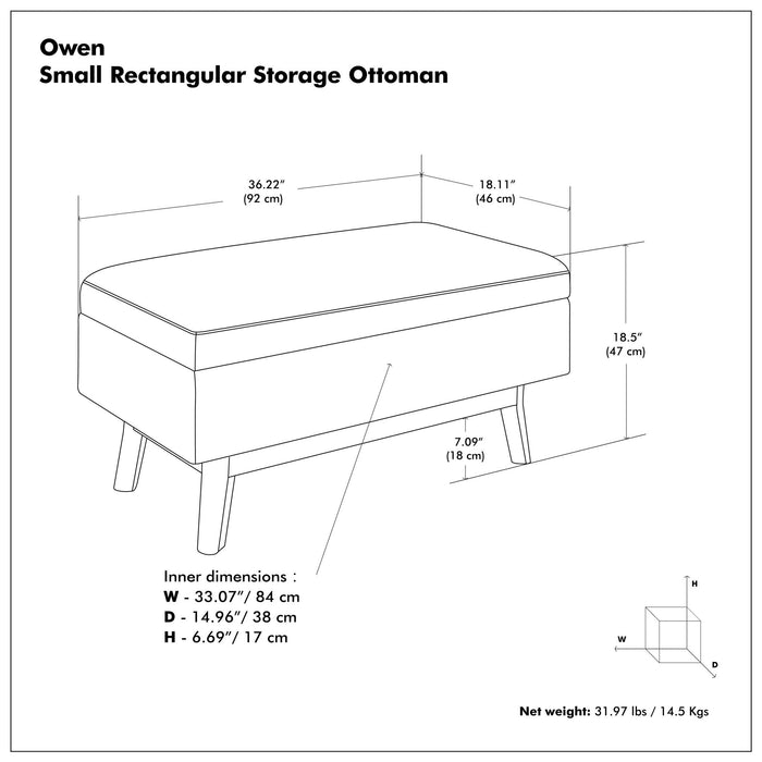 Owen - Upholstered Rectangular Storage Ottoman Simpli-Home