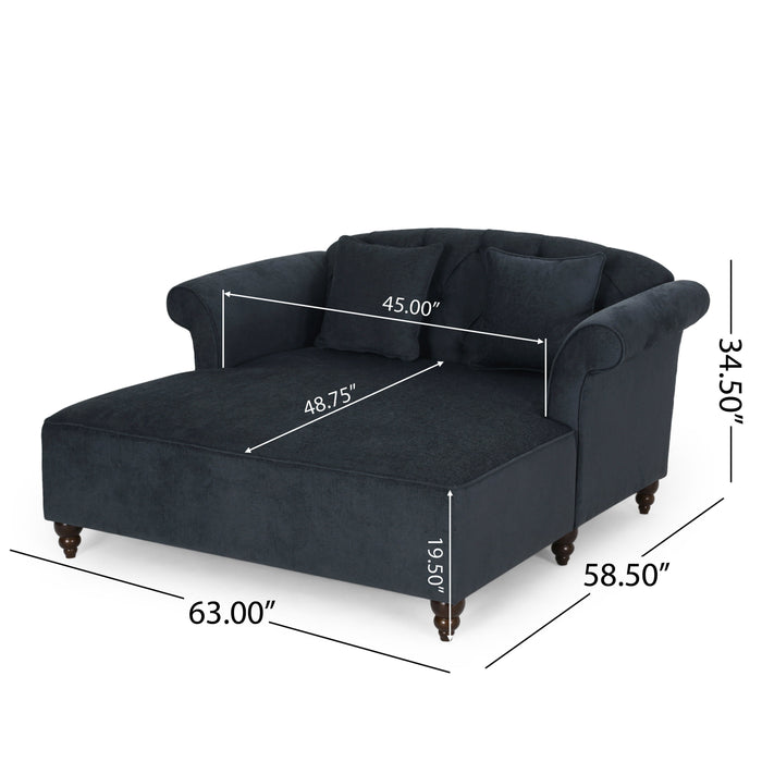 Loveseat Chaise Lounge - Charcoal Fabric