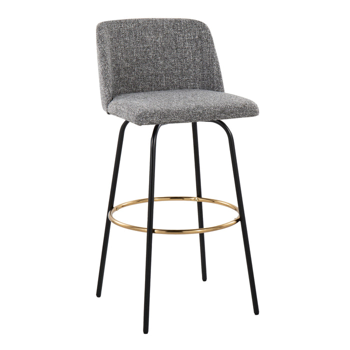 Toriano - Contemporary Fixed Height, Barstool With Swivel & Round Footrest (Set of 2) Lumi Source