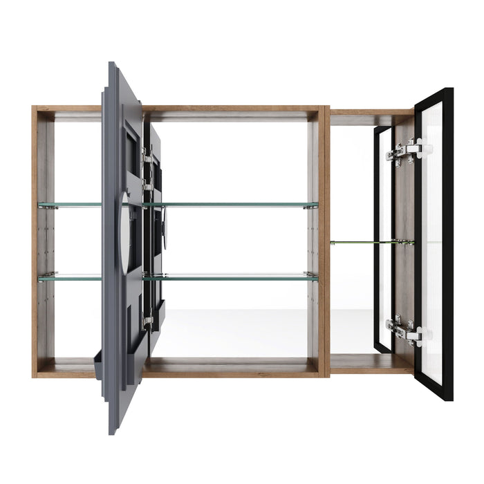 Wall Mounted Bathroom Mirror Cabinet With Soft Close Door, Adjustable Shelves - Imitative Oak Home Essentials