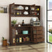 Large Kitchen Hutch Cabinet, Storage Kitchen Cupboard With 4 Doors, 4 Drawers & Microwave Shelf - Walnut Home Essentials